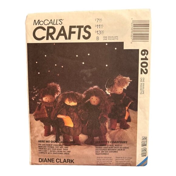McCalls Pattern 6102 Christmas Caroling Dolls By Diane Clark - Picture 1 of 2